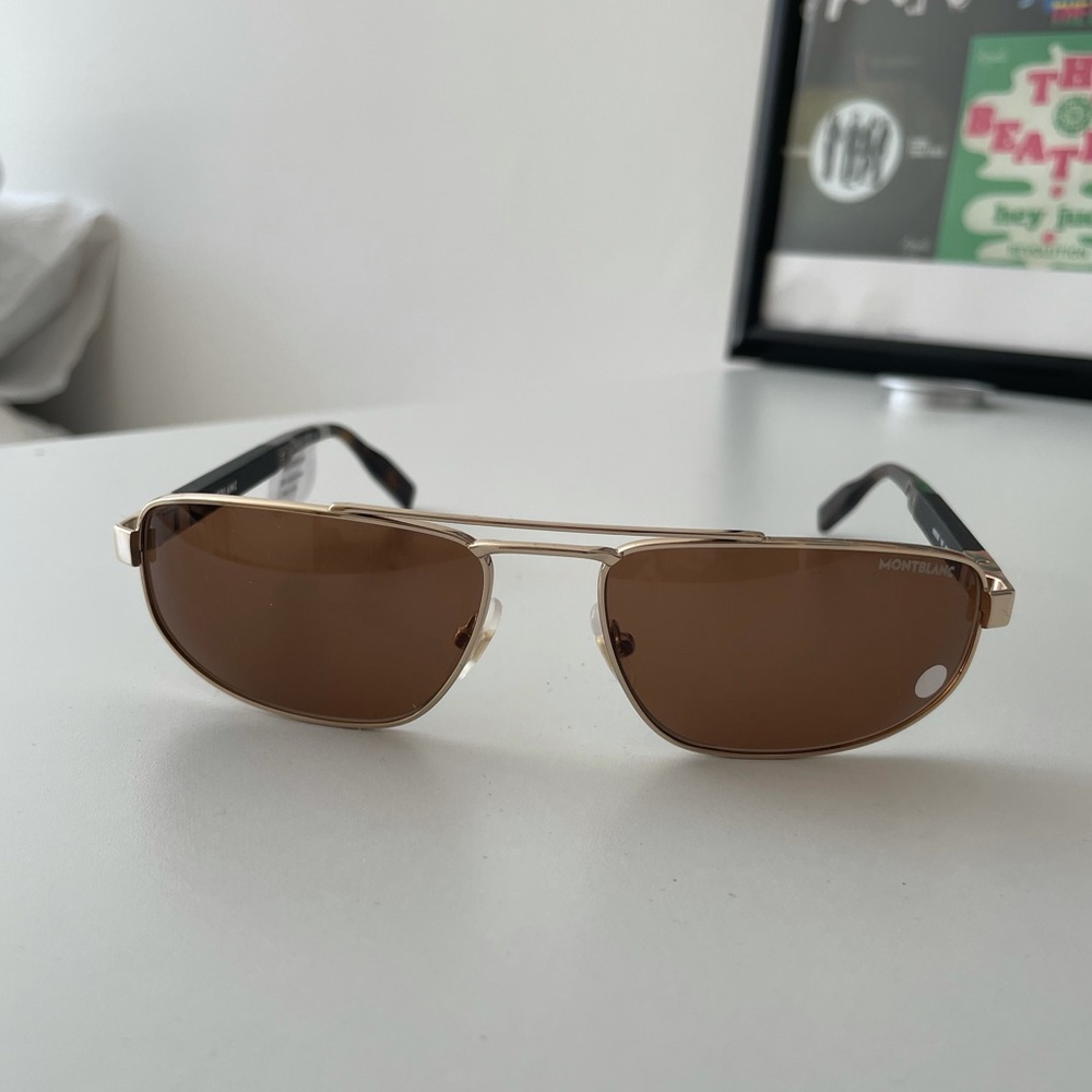 Montblanc Brown Tortoise and Gold Sunglasses